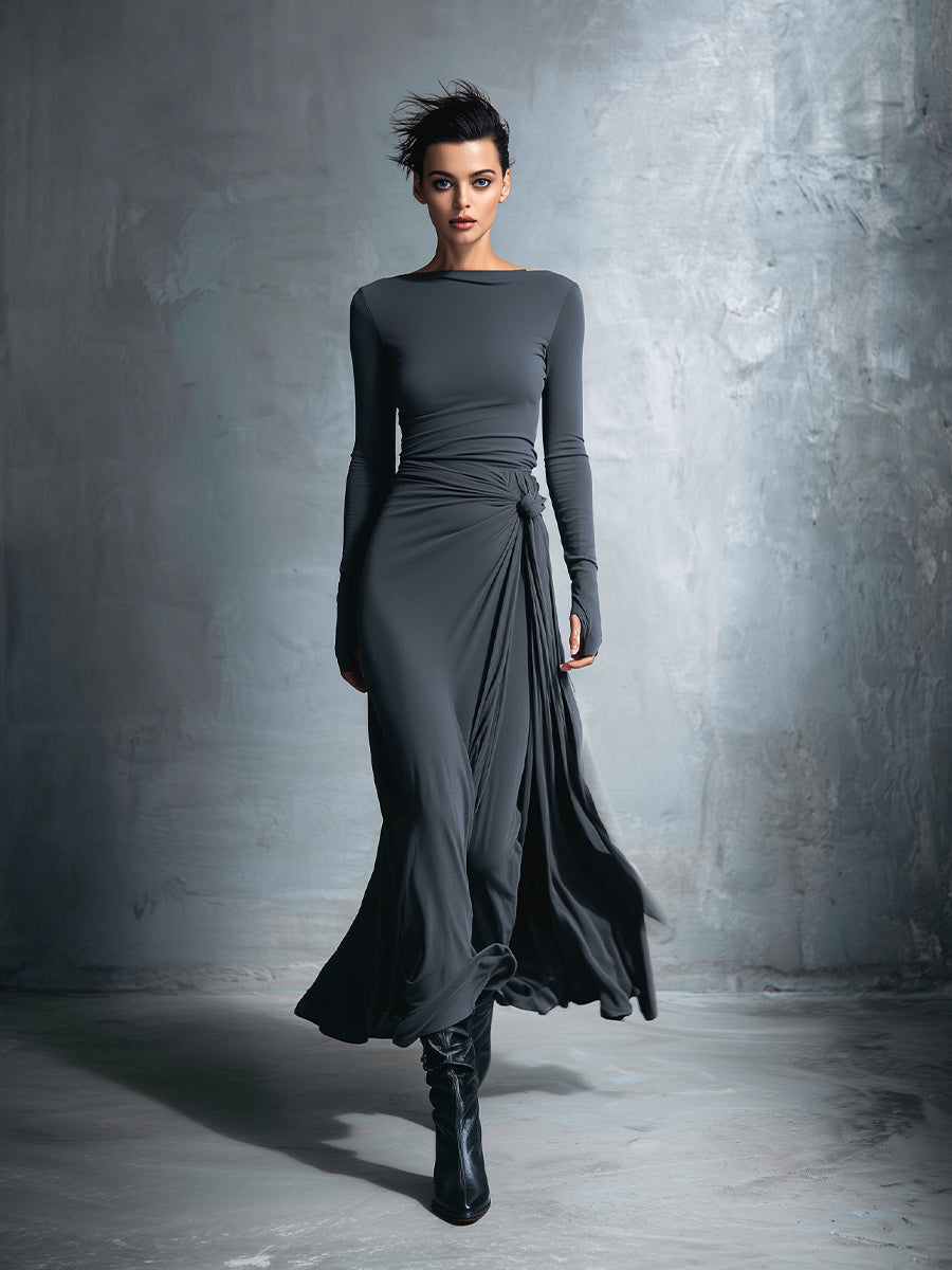Naiara | Vestido midi con nudo lateral