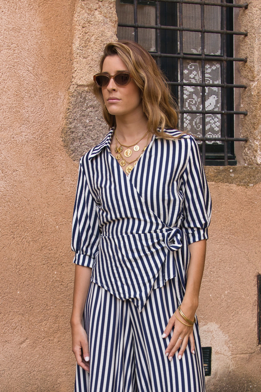 Blusa Cruzada Amalfi Rayas