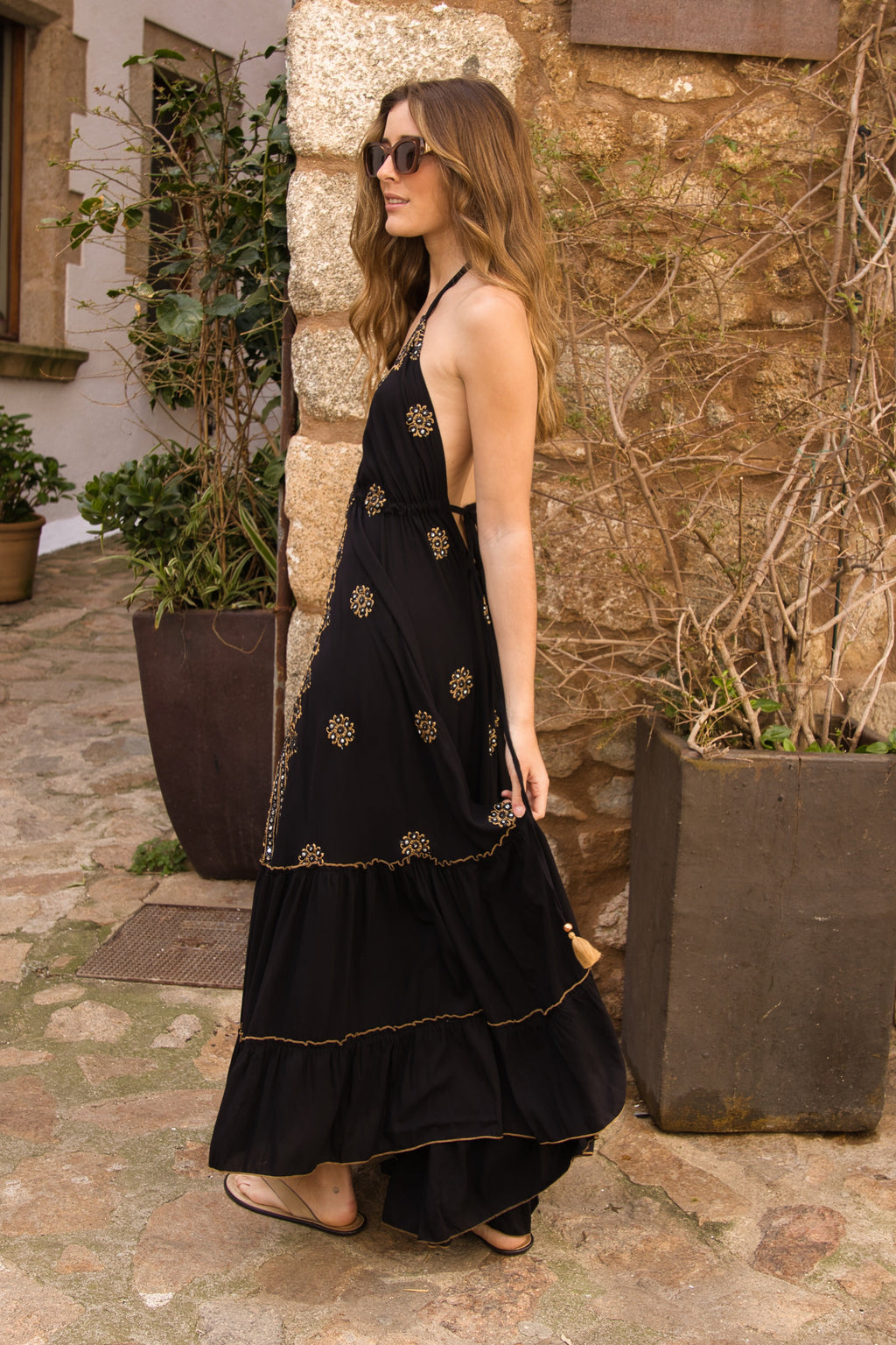 Vestido Boho Bordado Black Soul