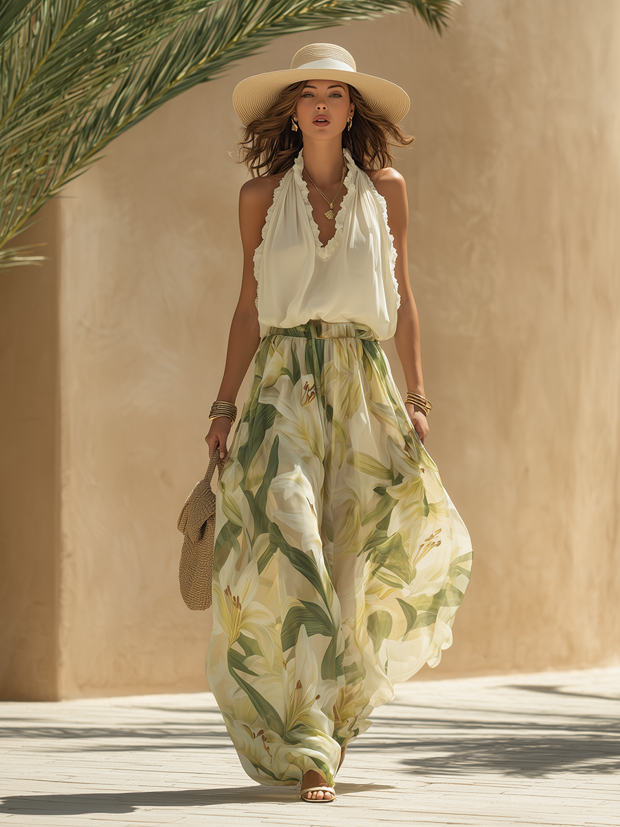 Elisa | Conjunto fluido con estampado de lirios, muy elegante