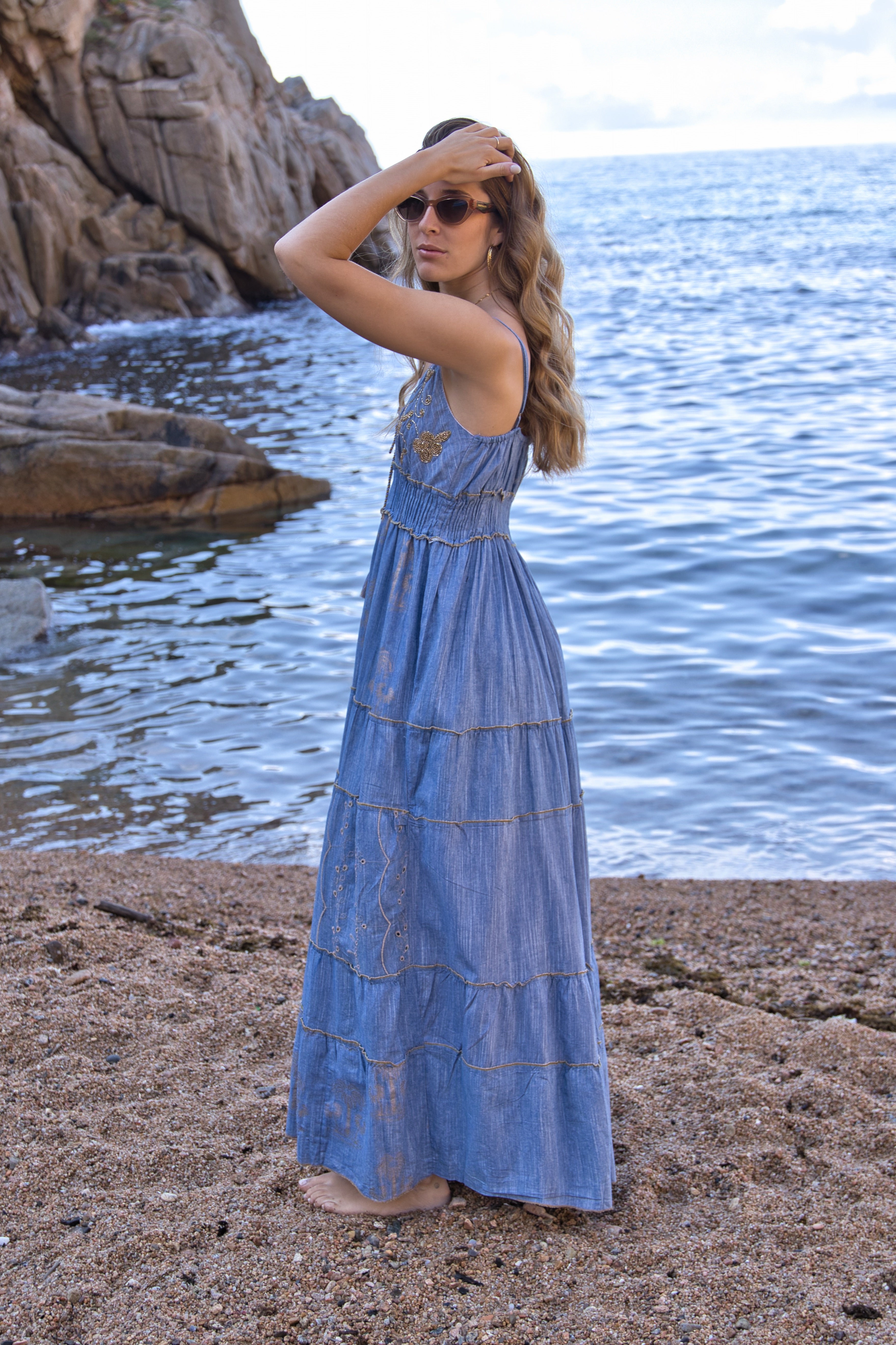 Vestido Denim Boho Gold