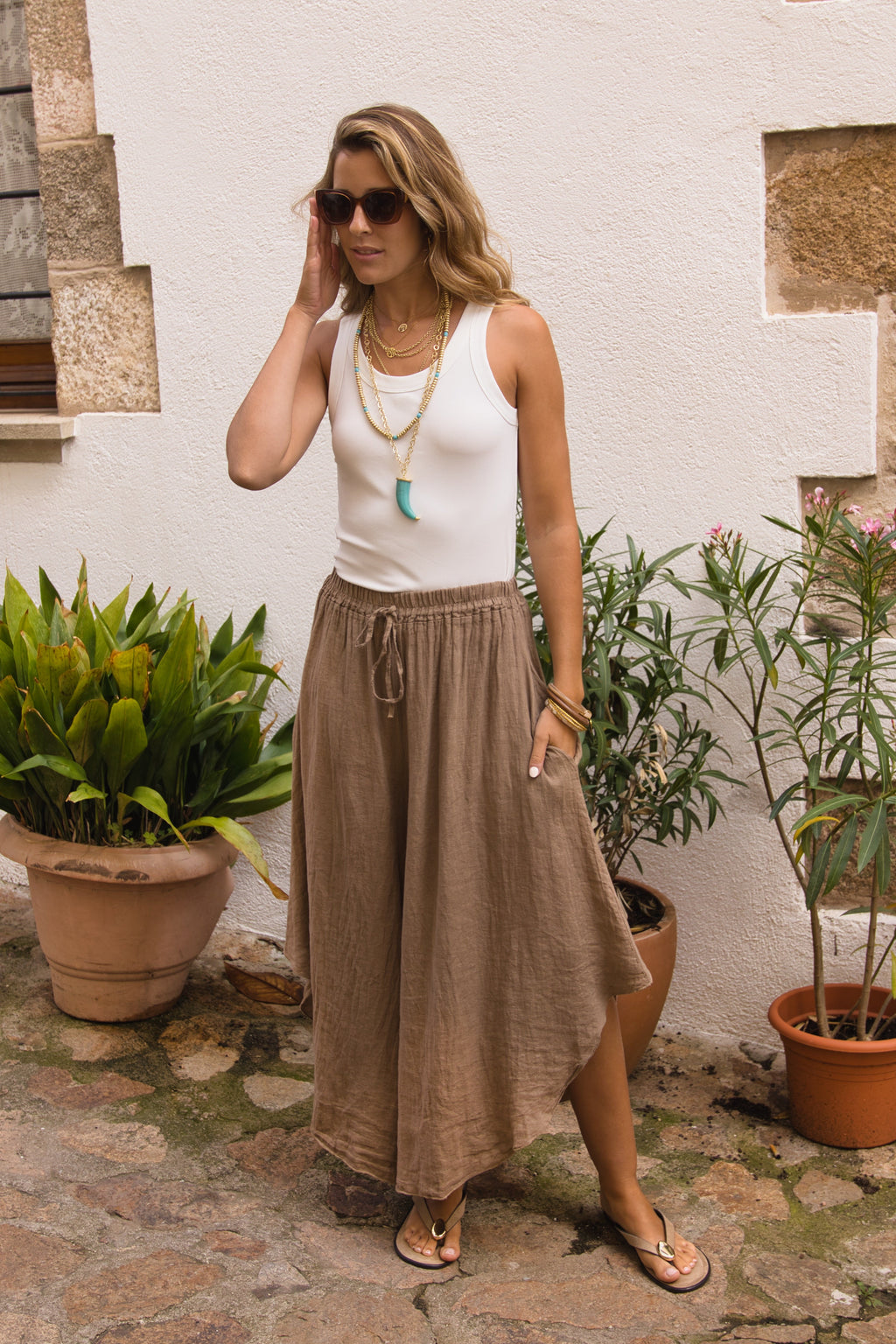 Falda Pantalón Lino Capri