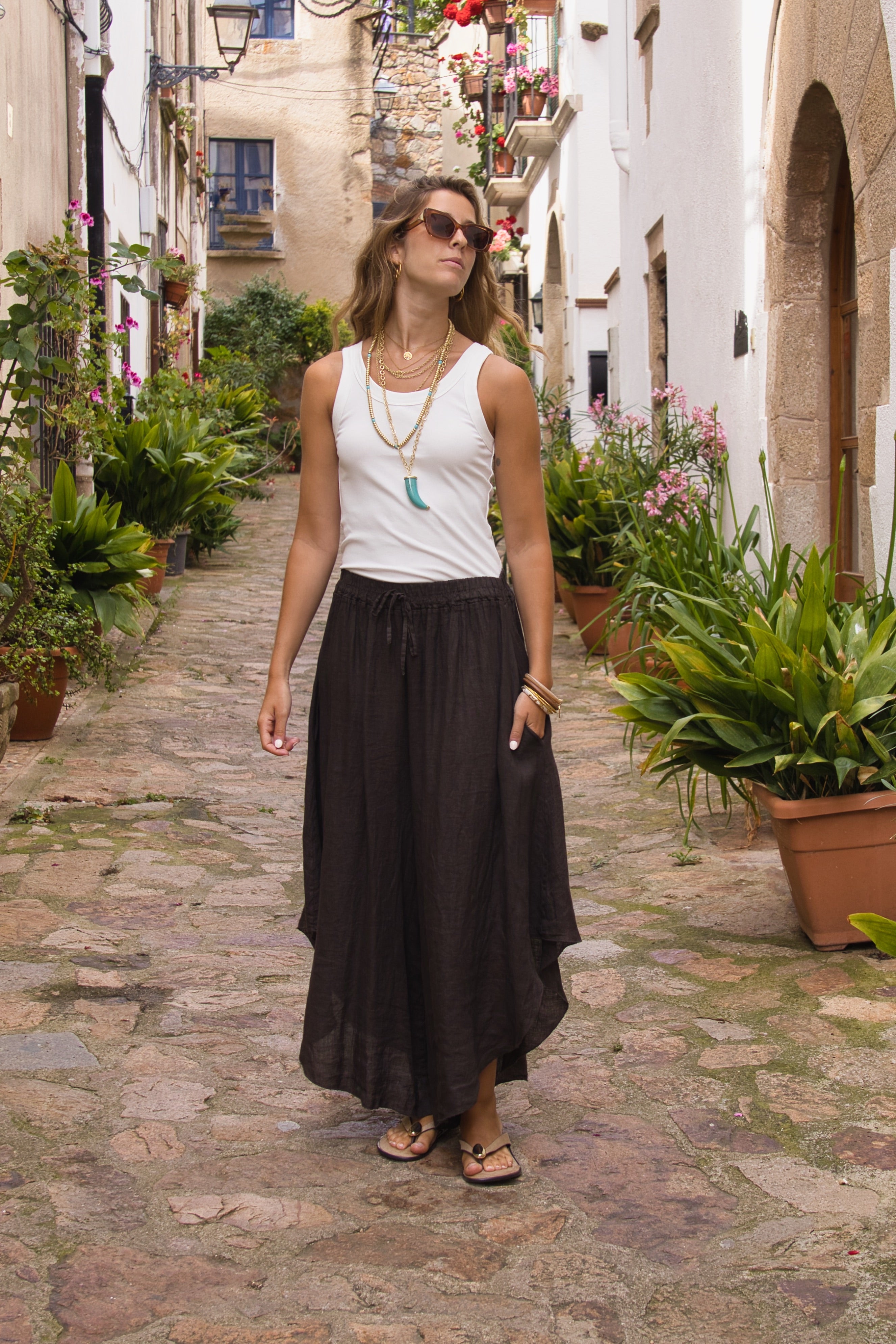 Falda Pantalón Lino Capri