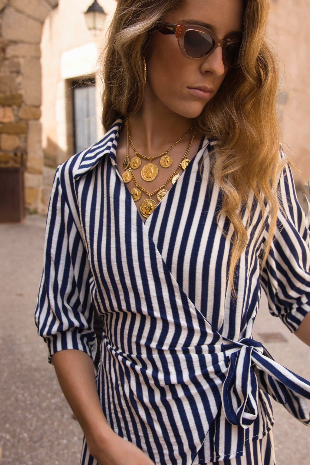 Blusa Cruzada Amalfi Rayas