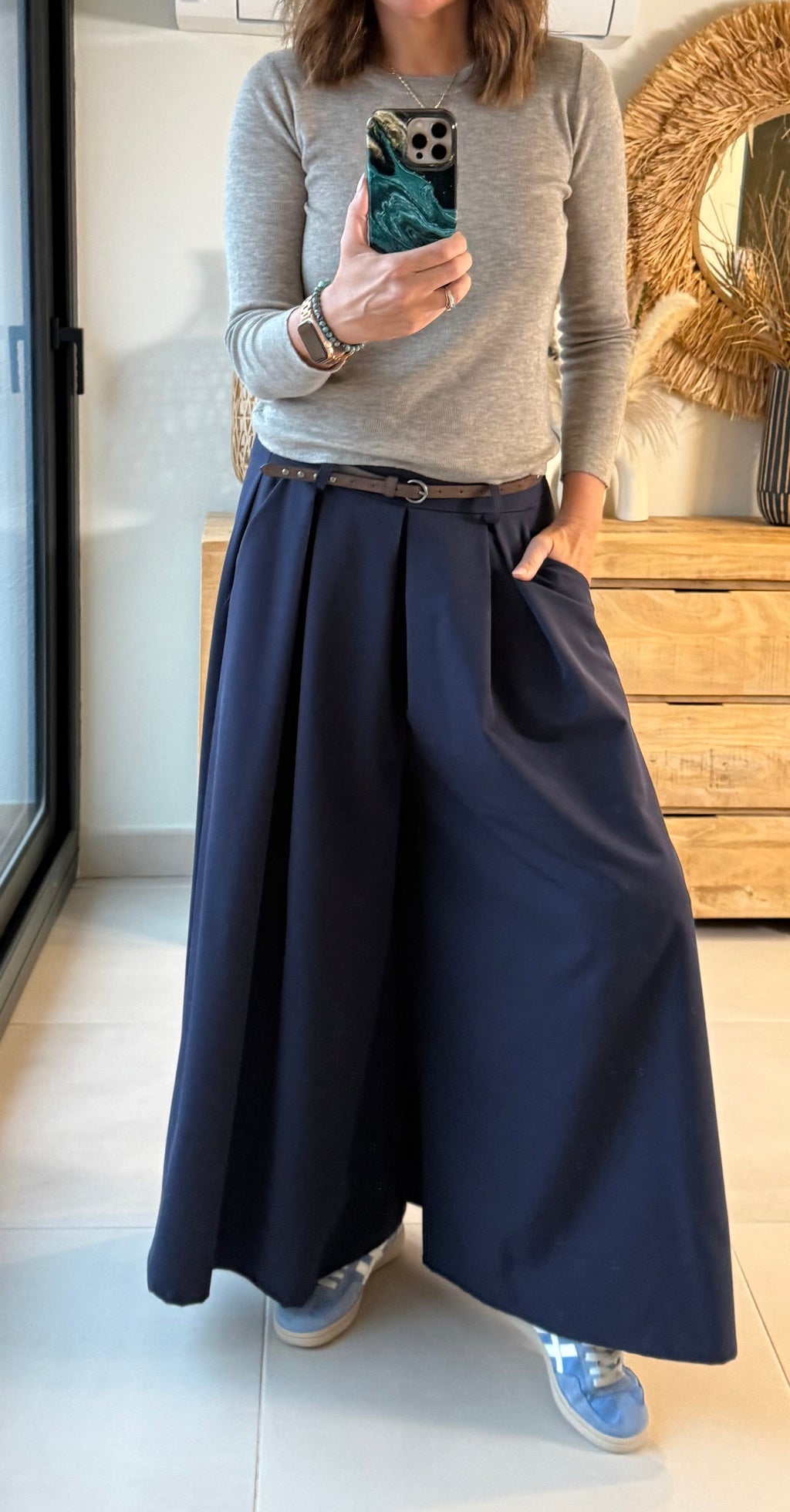 Pantalón Maxi Palazzo Fluido con Cinturón