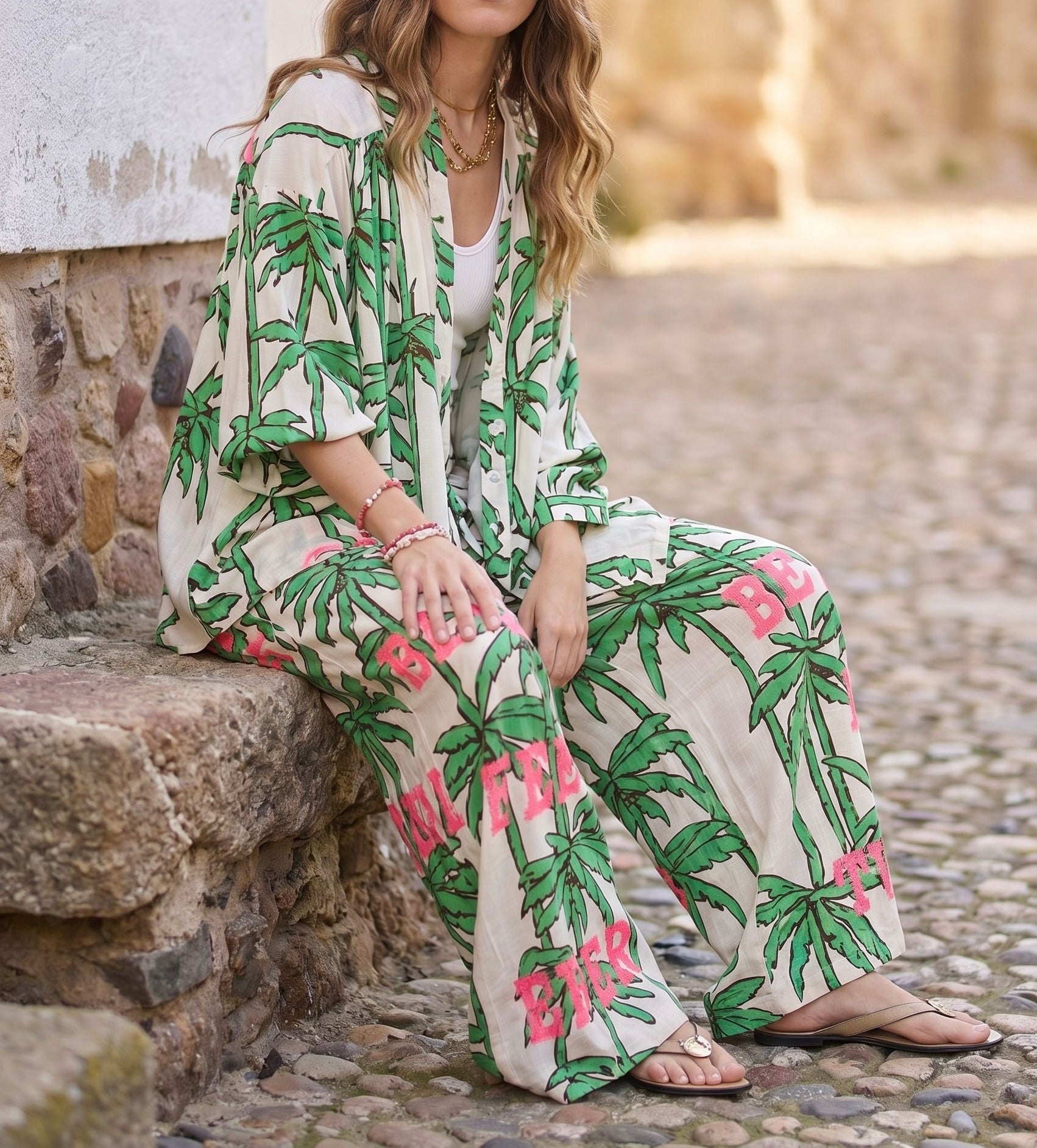 Pantalón Boho Palms Love