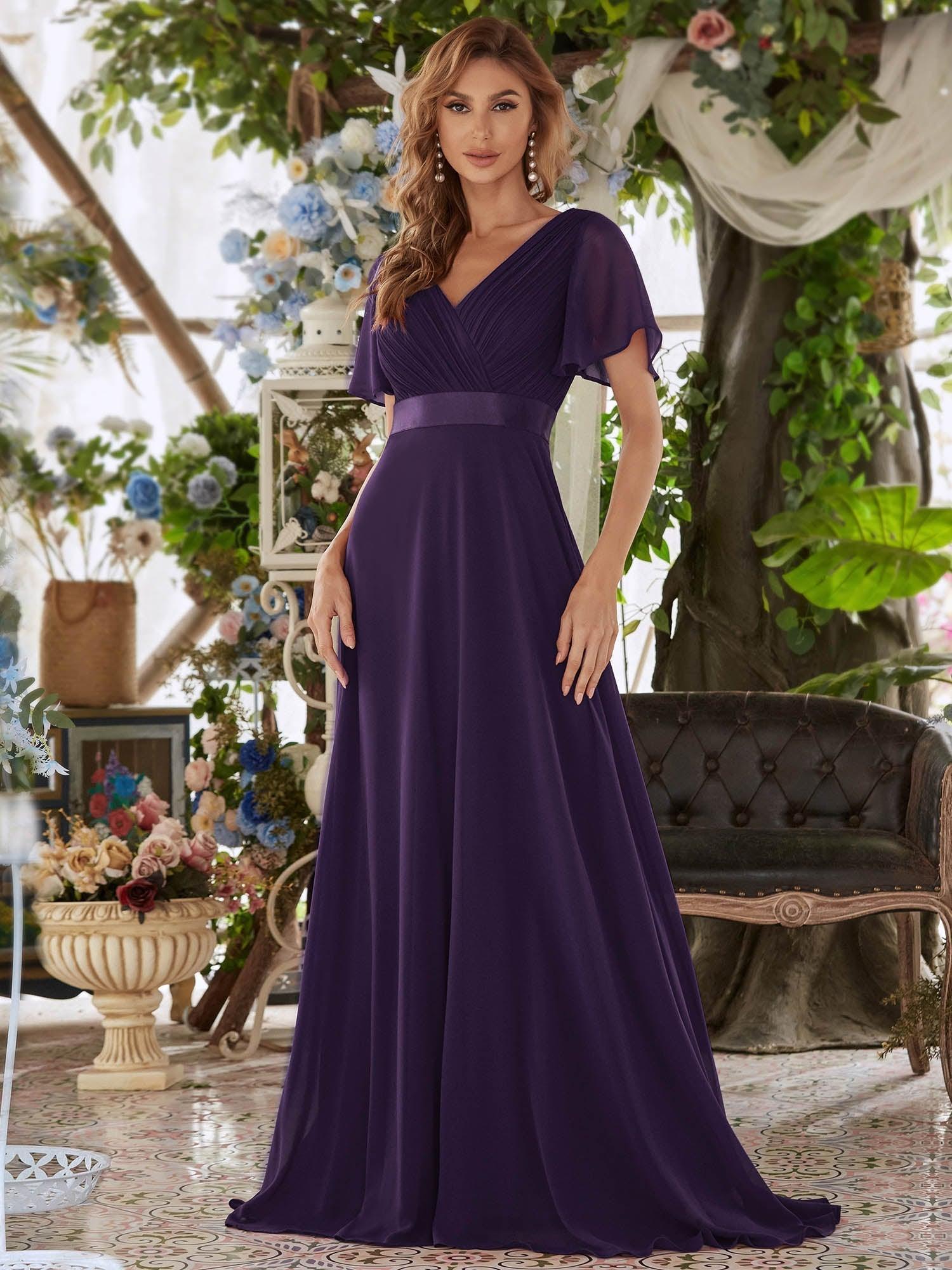 MONICA | Elegantes y vaporosos vestidos de dama de honor de gasa de cintura alta