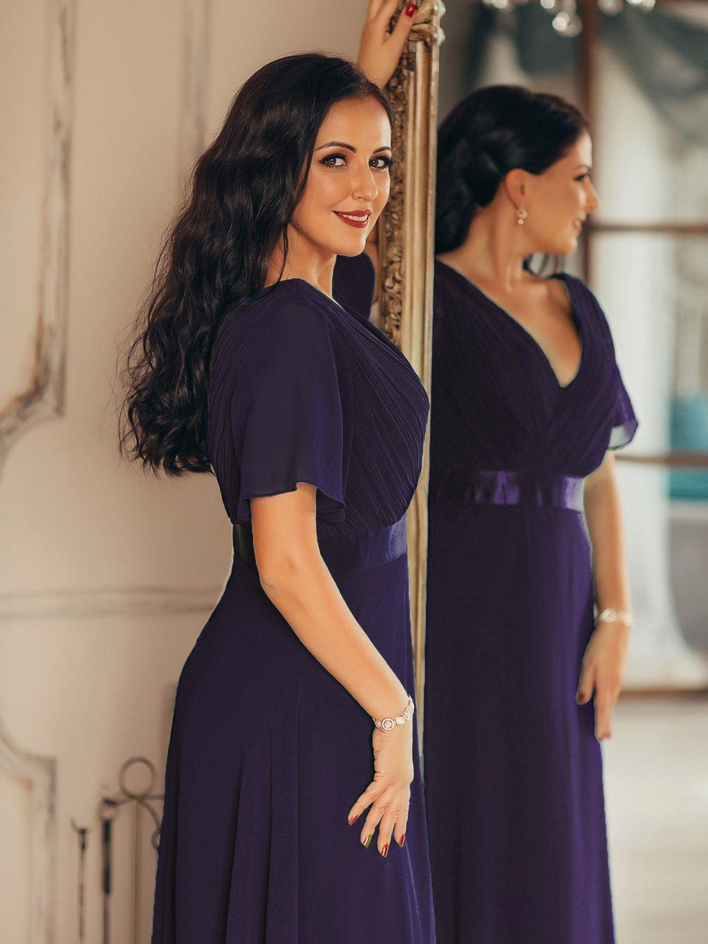 MONICA | Elegantes y vaporosos vestidos de dama de honor de gasa de cintura alta