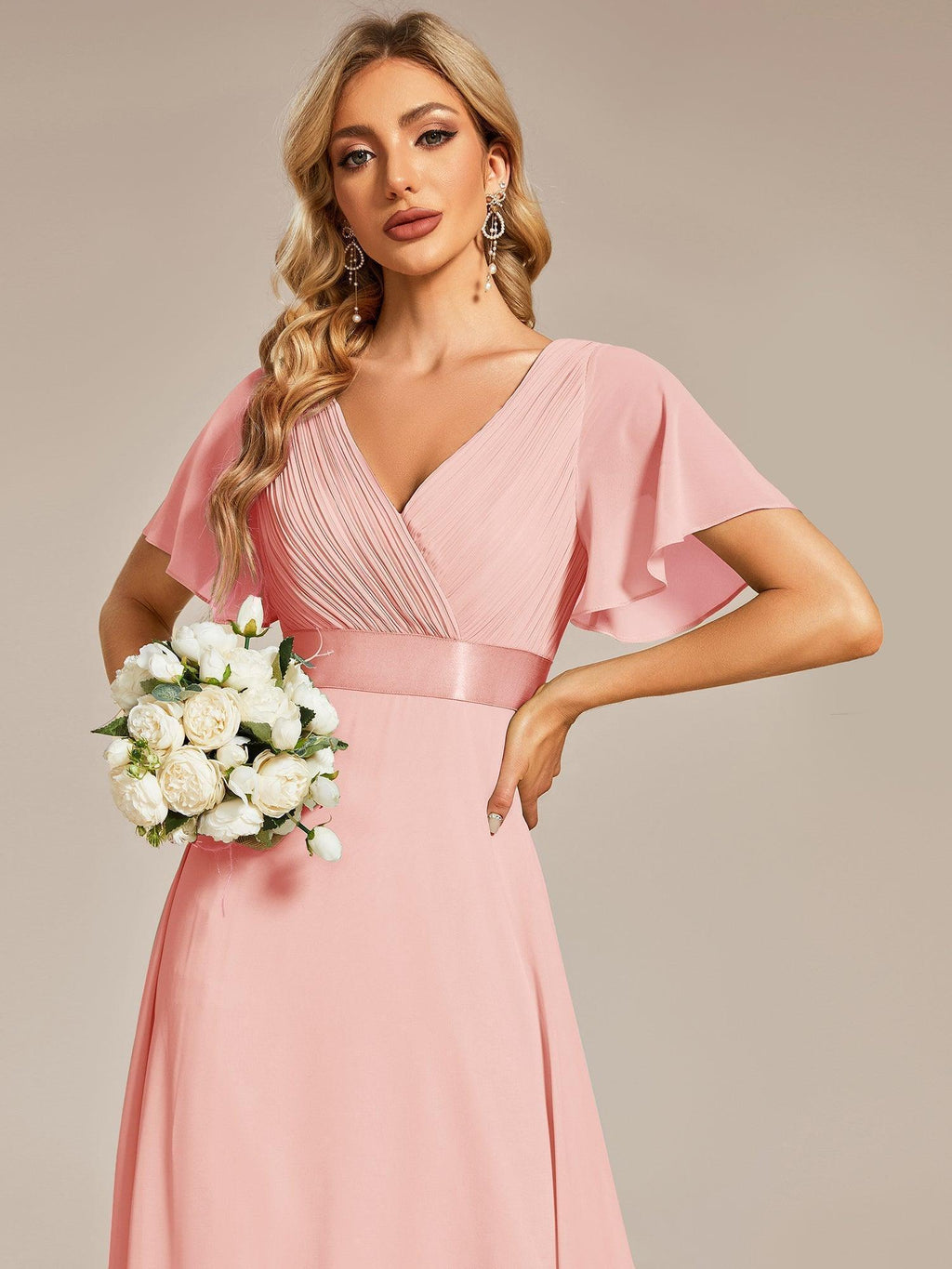 MONICA | Elegantes y vaporosos vestidos de dama de honor de gasa de cintura alta