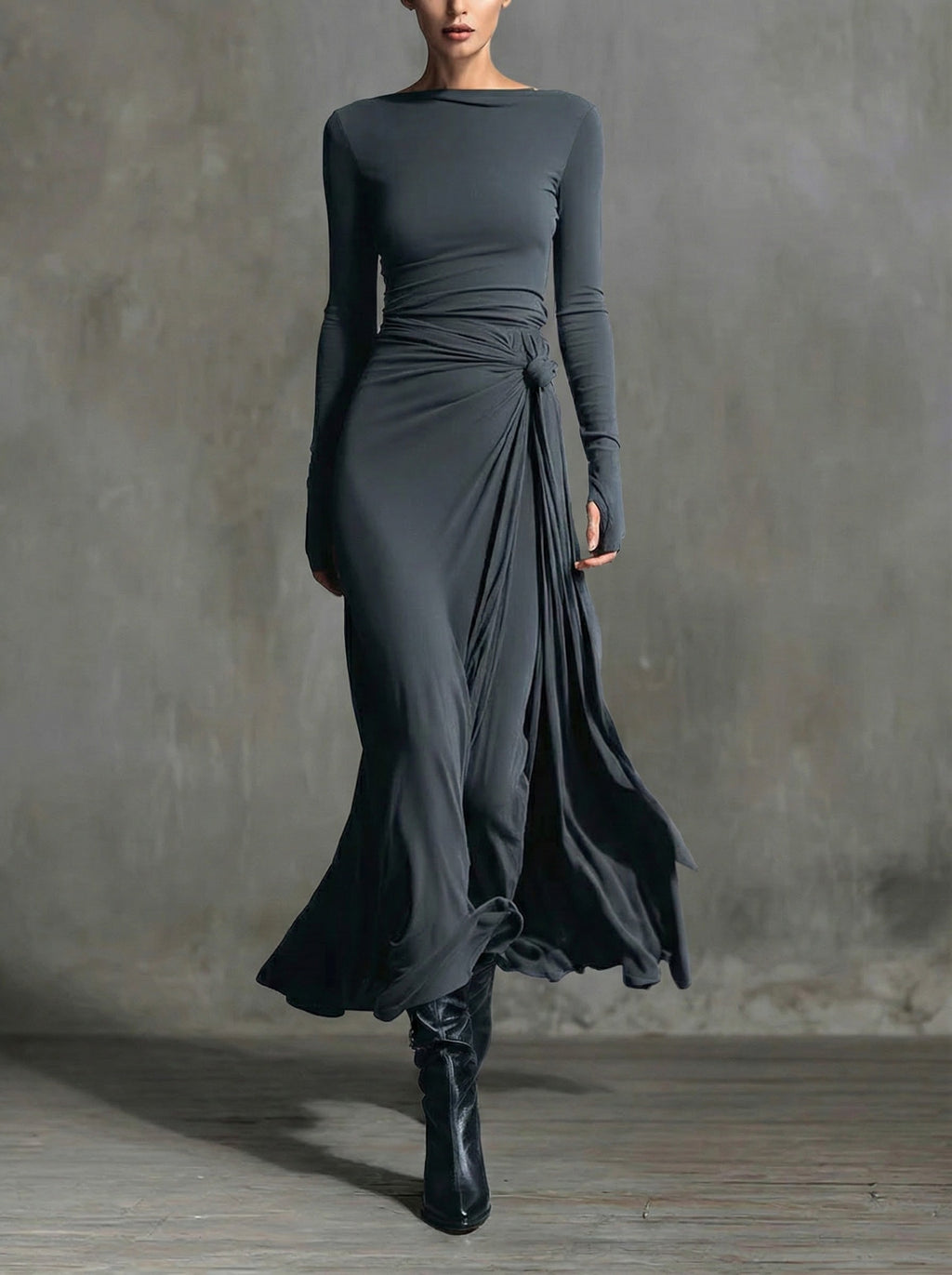 Naiara | Vestido midi con nudo lateral