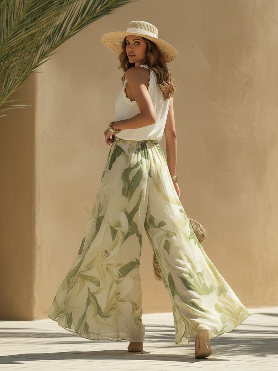 Elisa | Conjunto fluido con estampado de lirios, muy elegante