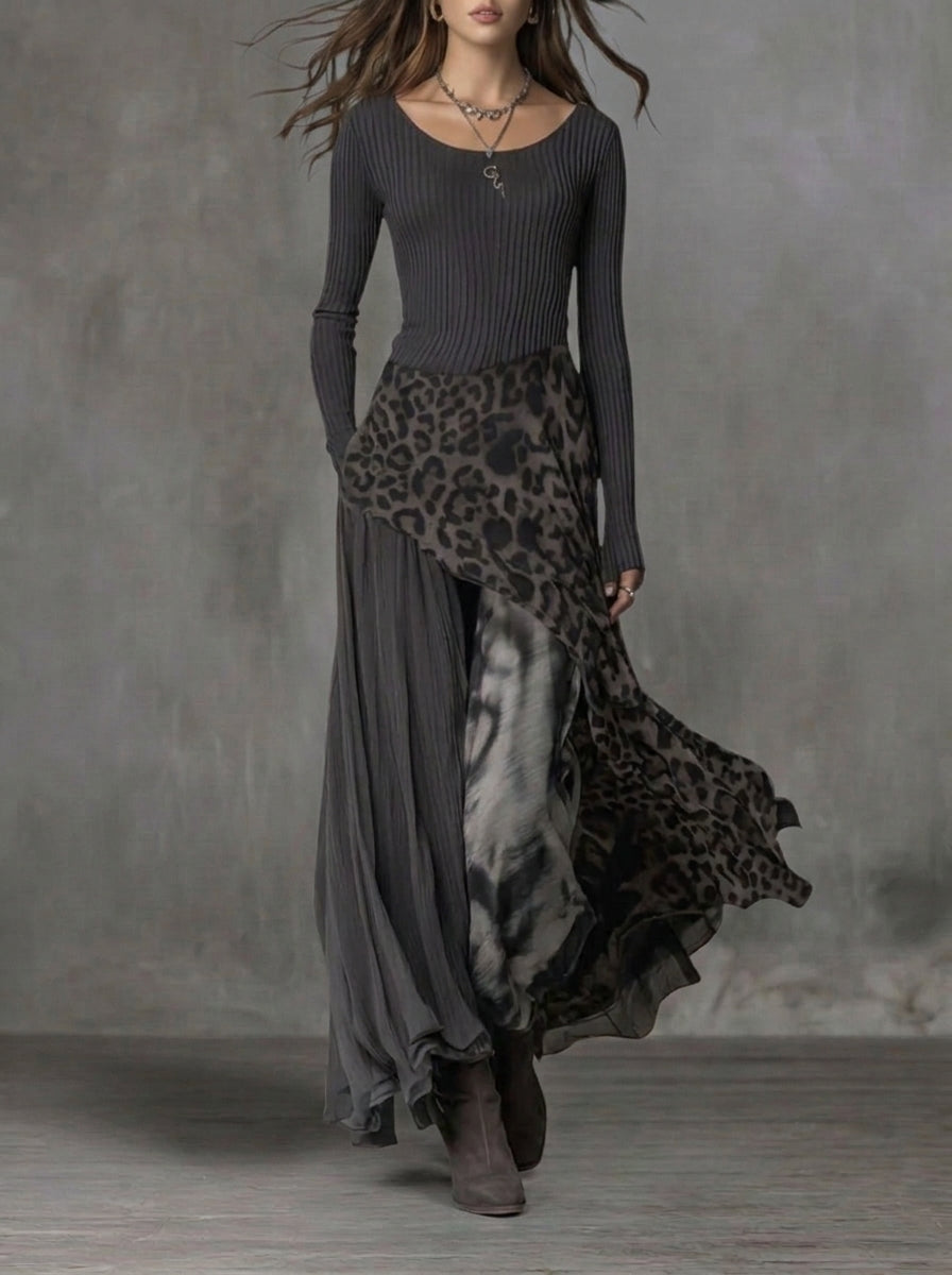 Carmen | Vestido largo con estampado de leopardo