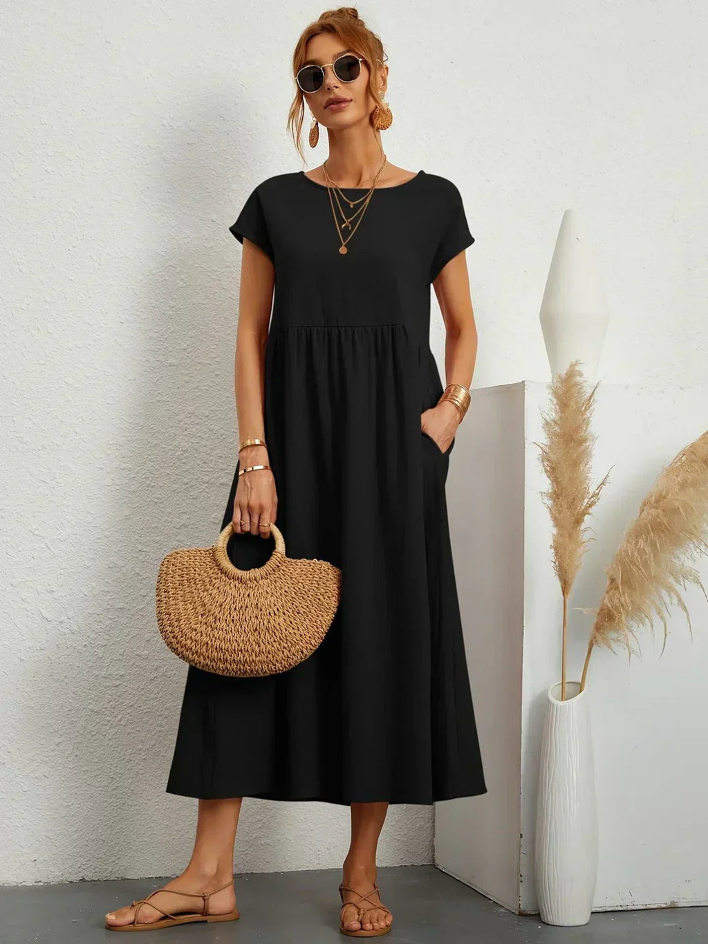 Gabriela — Elegancia Atemporal, Vestido Midi Fluido