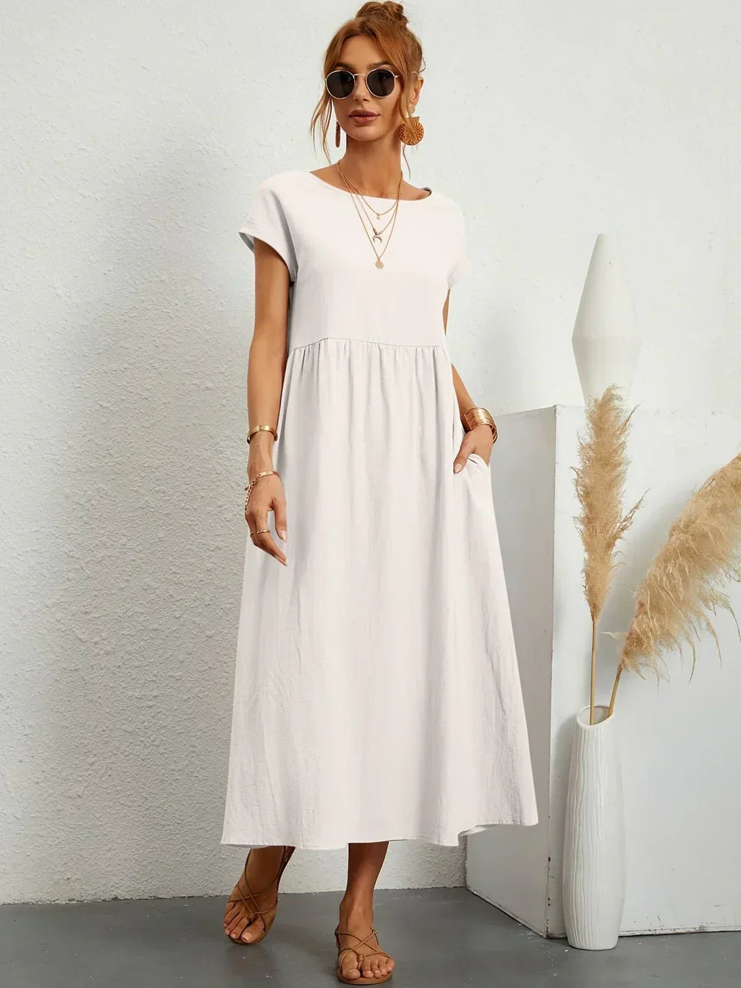 Gabriela — Elegancia Atemporal, Vestido Midi Fluido