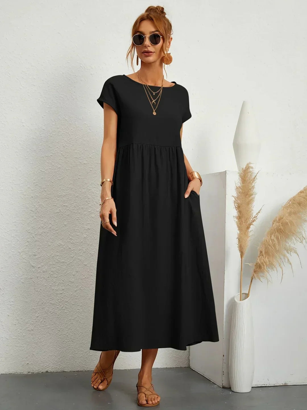 Gabriela — Elegancia Atemporal, Vestido Midi Fluido