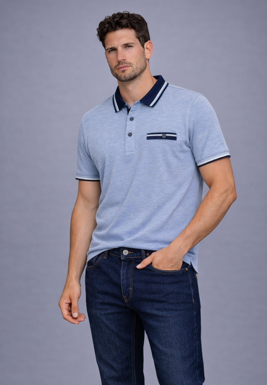Polo piqué de hombre regular en color azul