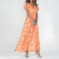 Regina™: vestido largo de verano con cuello en V y estampado floral