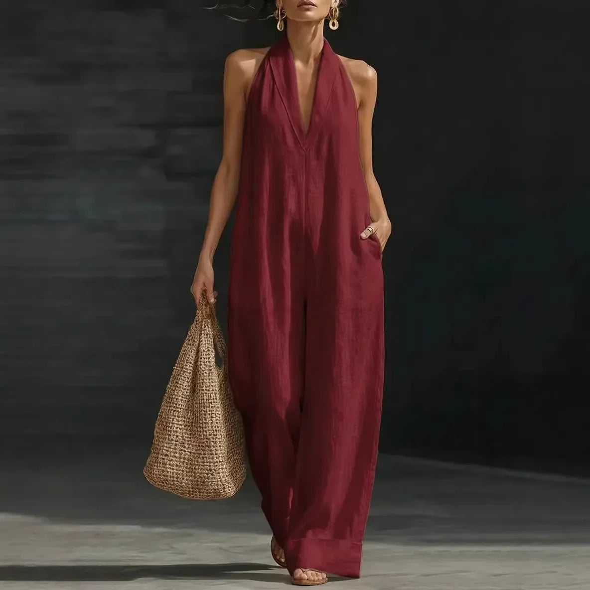 Mono de verano para mujer de cuello cruzado