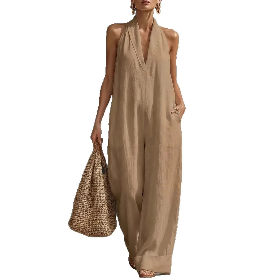 Mono de verano para mujer de cuello cruzado
