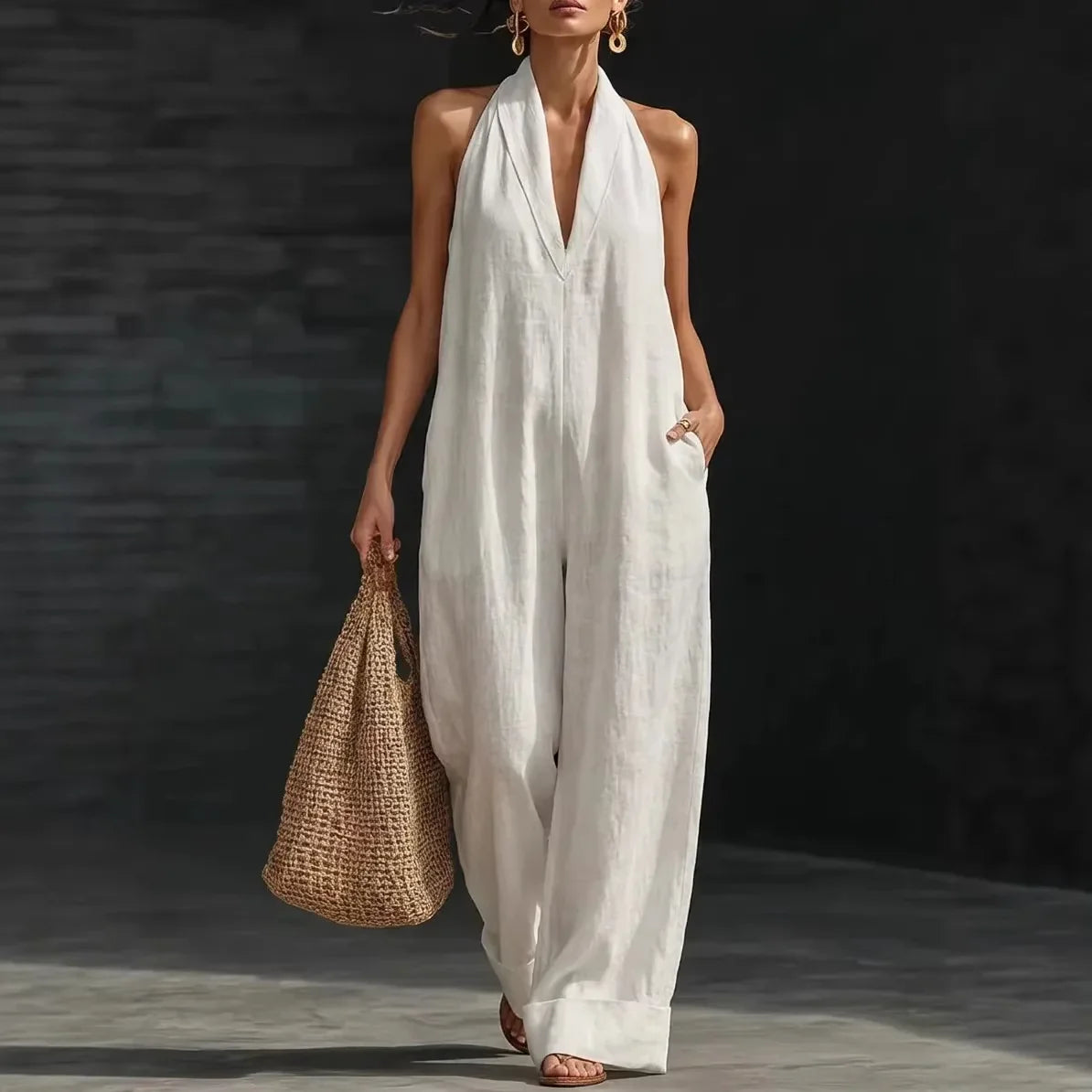 Mono de verano para mujer de cuello cruzado