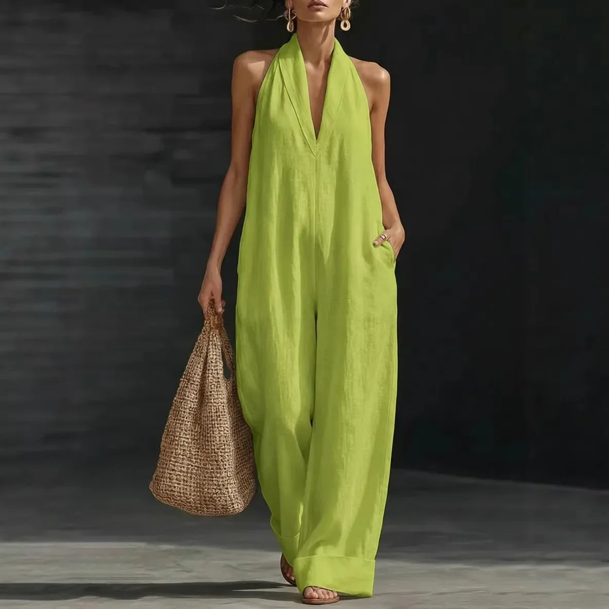 Mono de verano para mujer de cuello cruzado