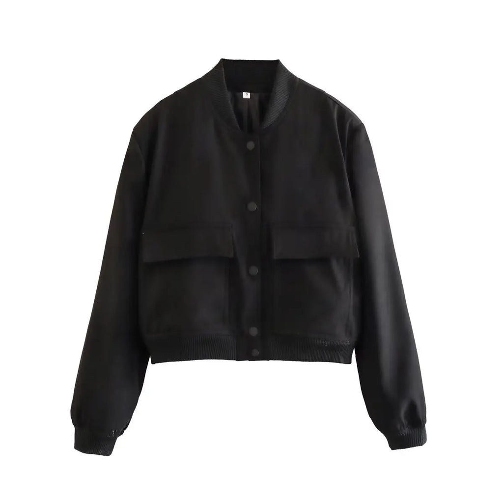 Bomber Mujer Crema | Chaqueta Crop con Bolsillos — Isabella Torres