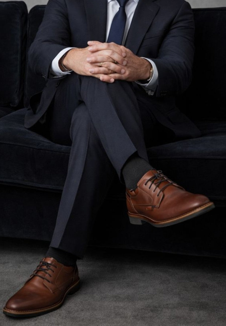 Scarpa da uomo con allacci a cordone in pelle marrone