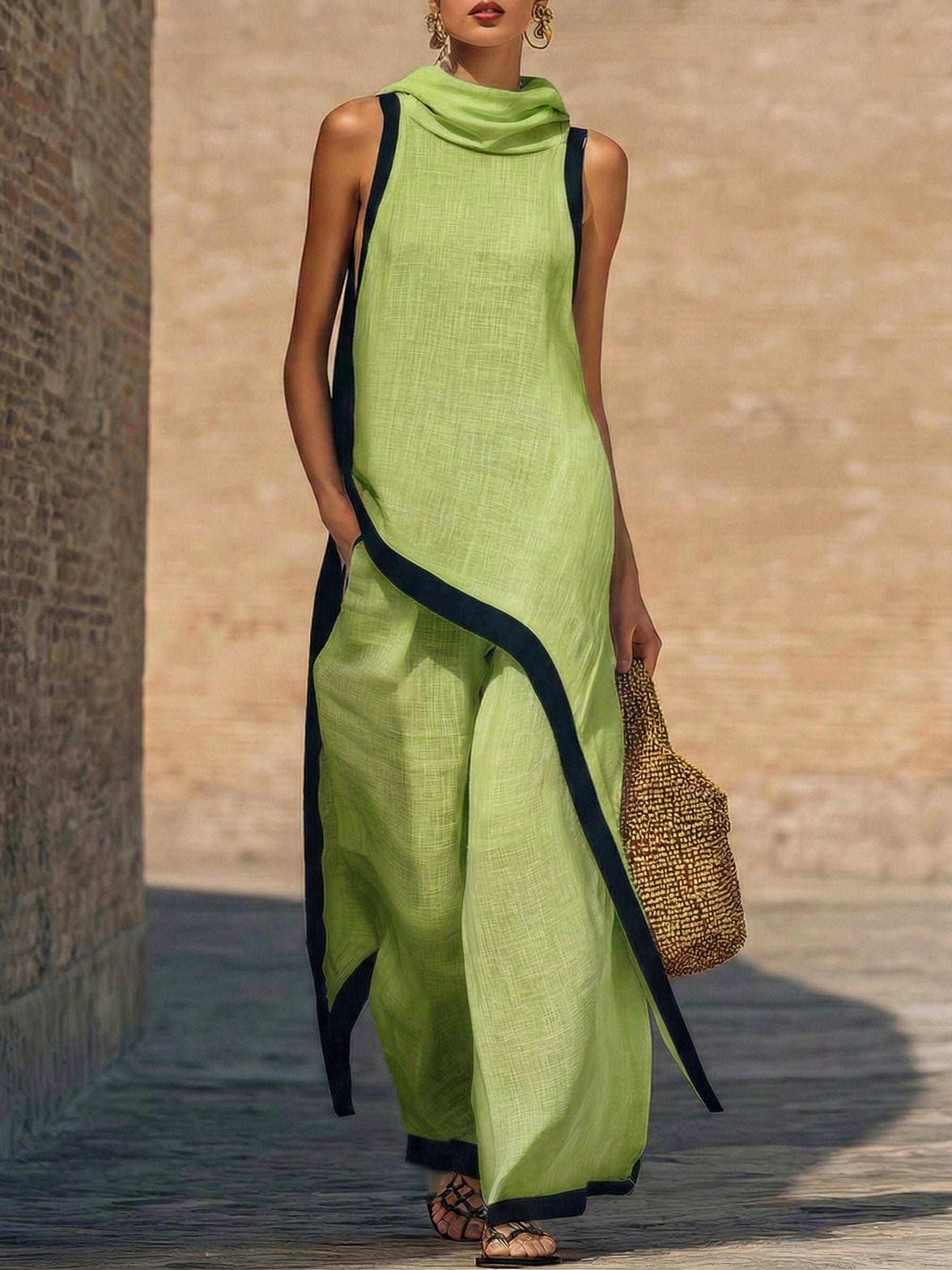 Conjunto de dos piezas, elegante y con un corte artístico