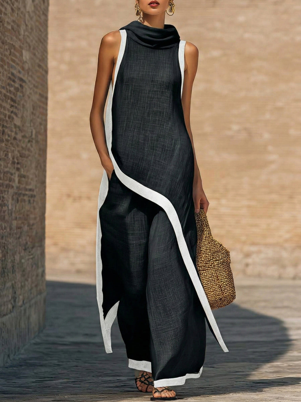 Conjunto de dos piezas, elegante y con un corte artístico