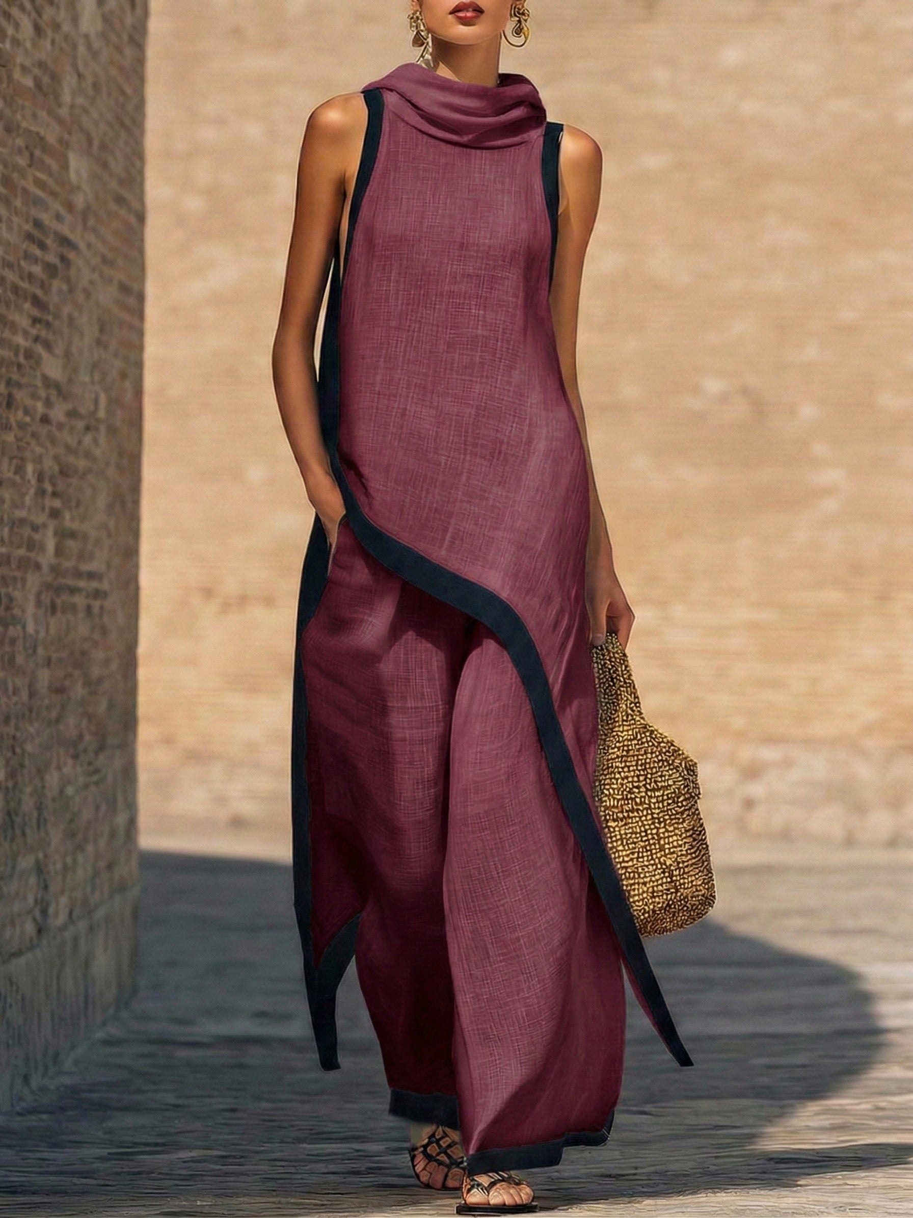 Conjunto de dos piezas, elegante y con un corte artístico