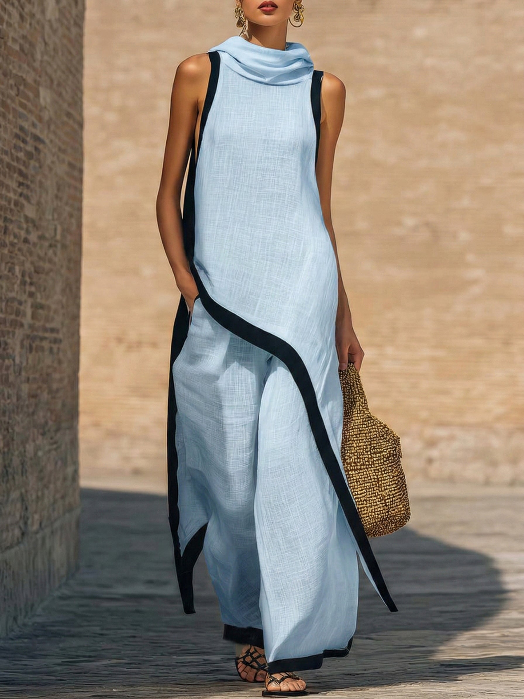 Conjunto de dos piezas, elegante y con un corte artístico