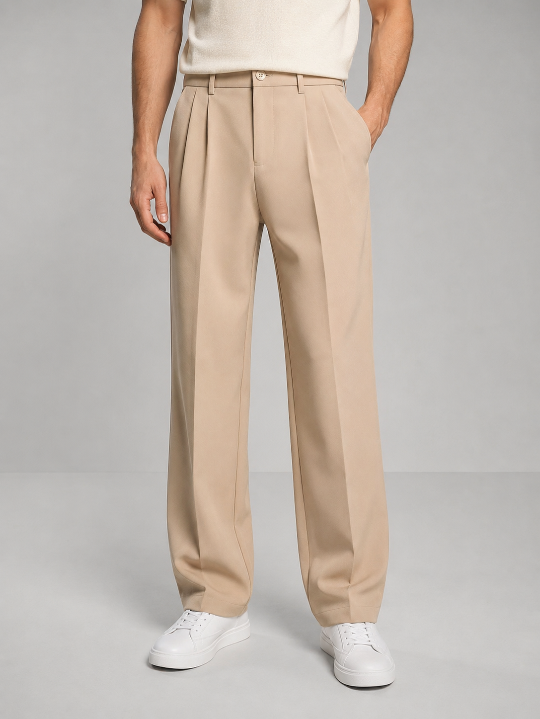 Pantalones rectos plisados para hombre