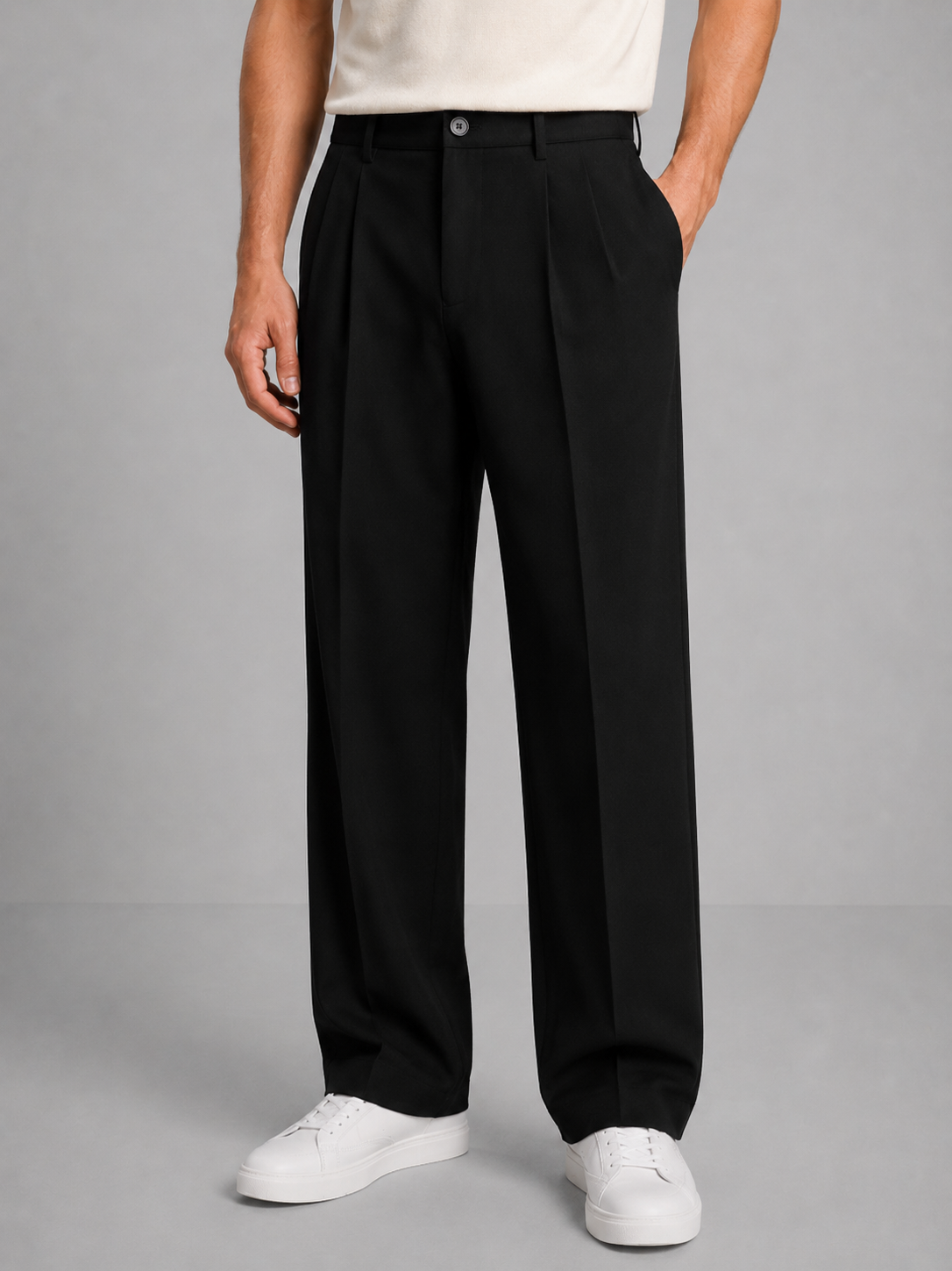 Pantalones rectos plisados para hombre